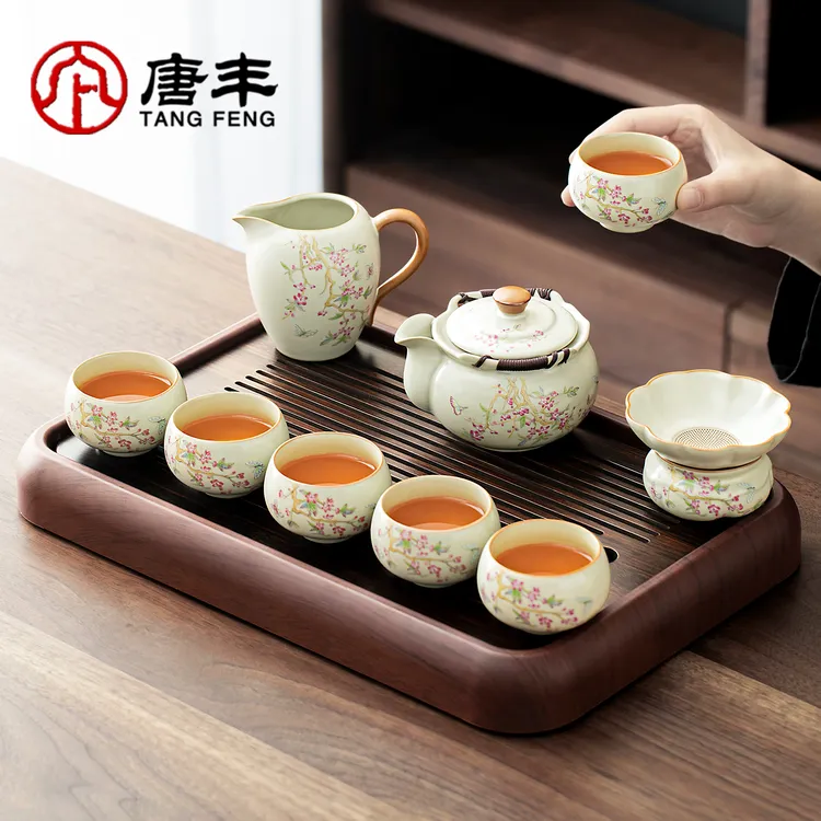 唐丰汝窑手抓壶茶具套装女士泡茶专用茶器一整套家用办公室喝茶