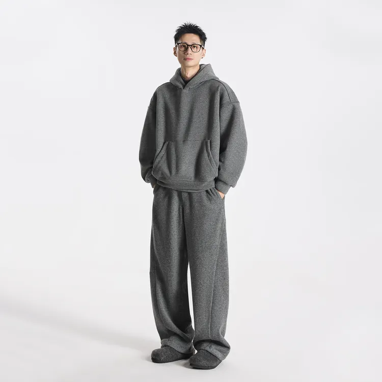 GCCDUPE77『袋鼠卫衣』重磅双流纺毛圈布叠穿加绒袋鼠连帽卫衣套装