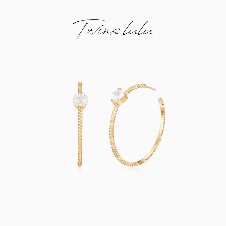 TWINS LULU 【菱纹圈】新年款 简约百搭精致时尚爱心耳环TSL3069