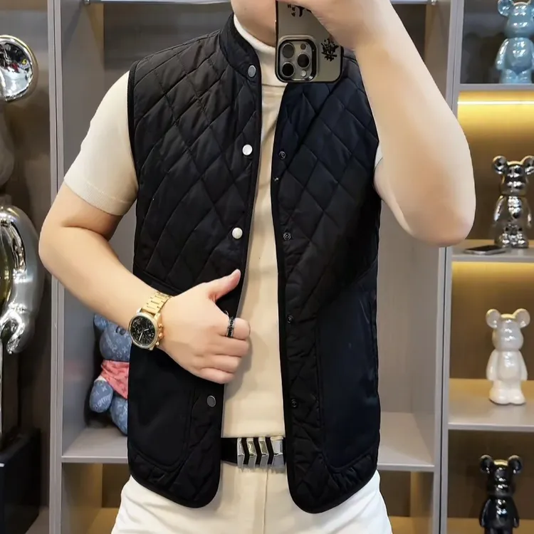 Y122冬季新款男士立领马甲商务休闲加棉百搭高品质潮流简约轻奢