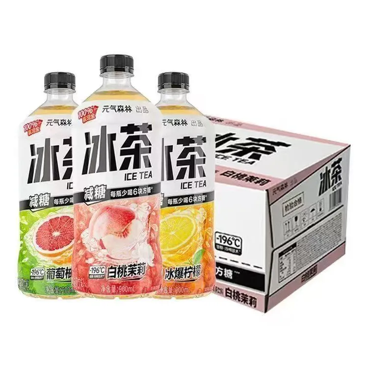 元气|森林冰茶葡萄柚绿茶减糖维生素C夏季饮料 900ml*12瓶大瓶装