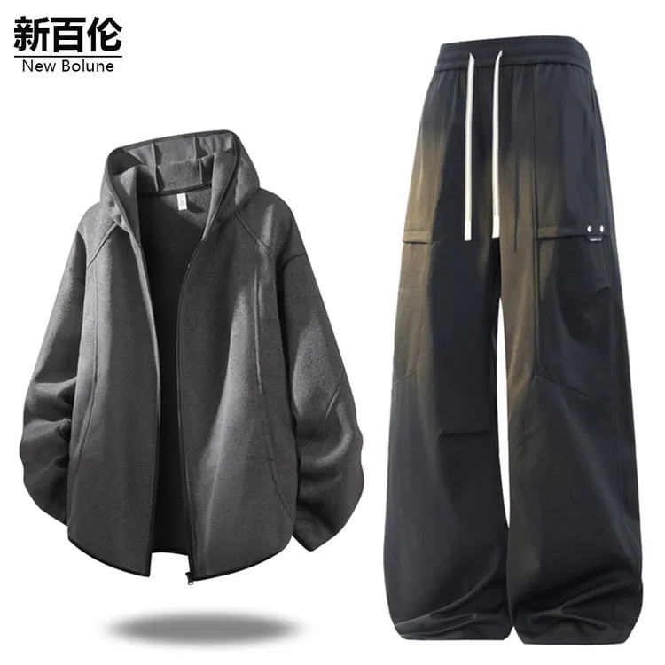 新百伦/NEW BOLUNE美式潮流卫衣休闲裤两件装男秋冬新款百搭套装
