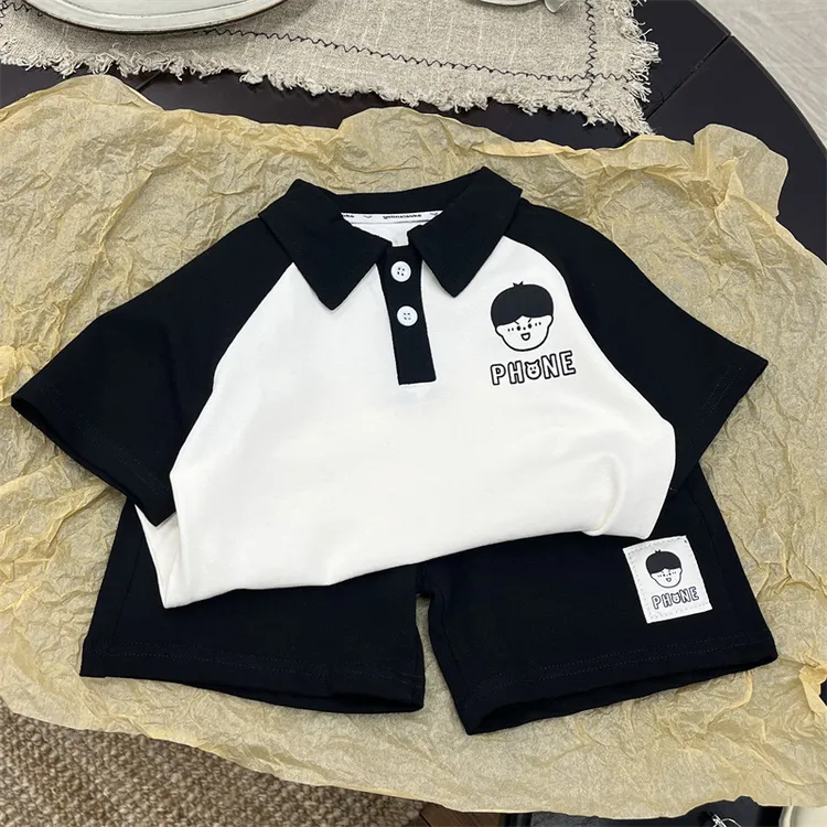 儿童森系服装男童夏装薄款短袖套装2025新款儿童POLO衫两件套宝宝