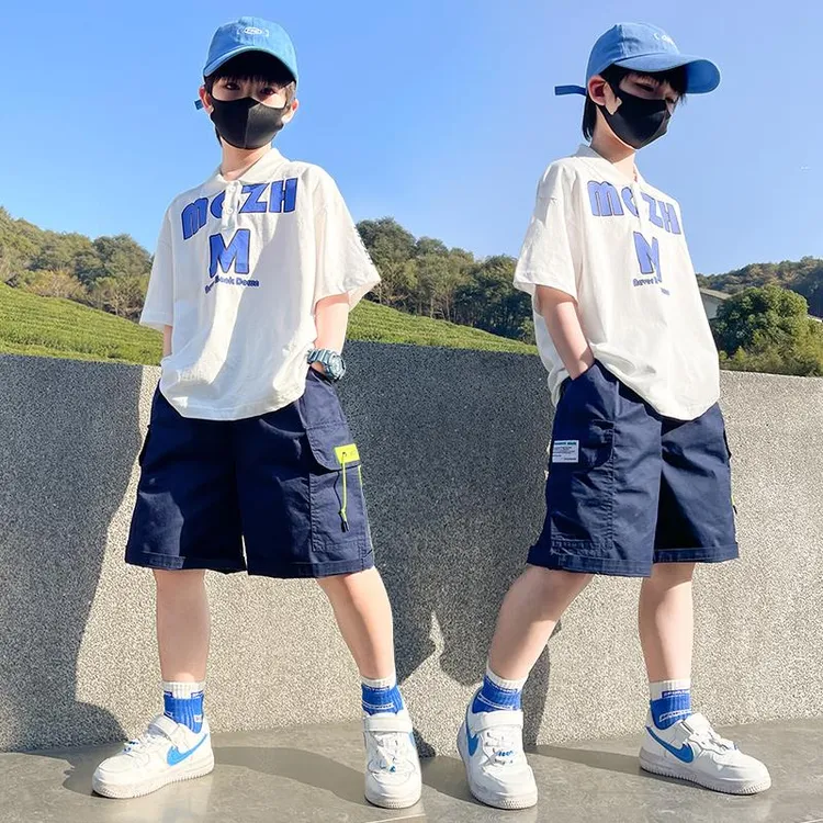 范哲萨男童套装短袖2025夏季新款儿童两件套短裤T恤男孩中大童衣
