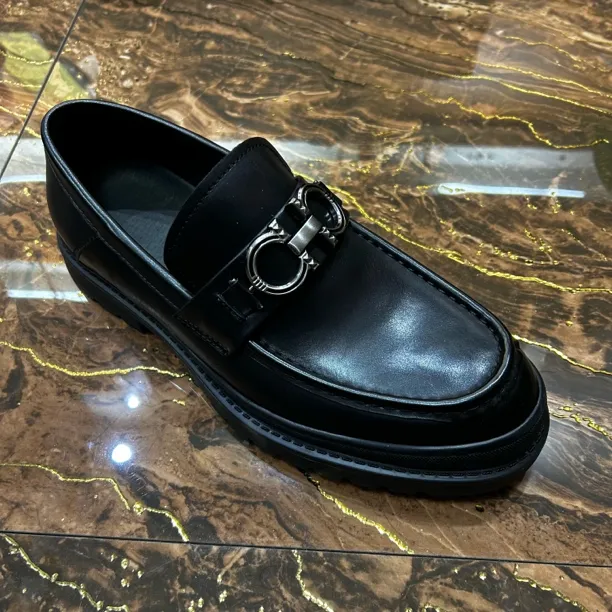 轻便金属厚底休闲皮鞋时尚商务单鞋春季男士豆豆鞋百搭