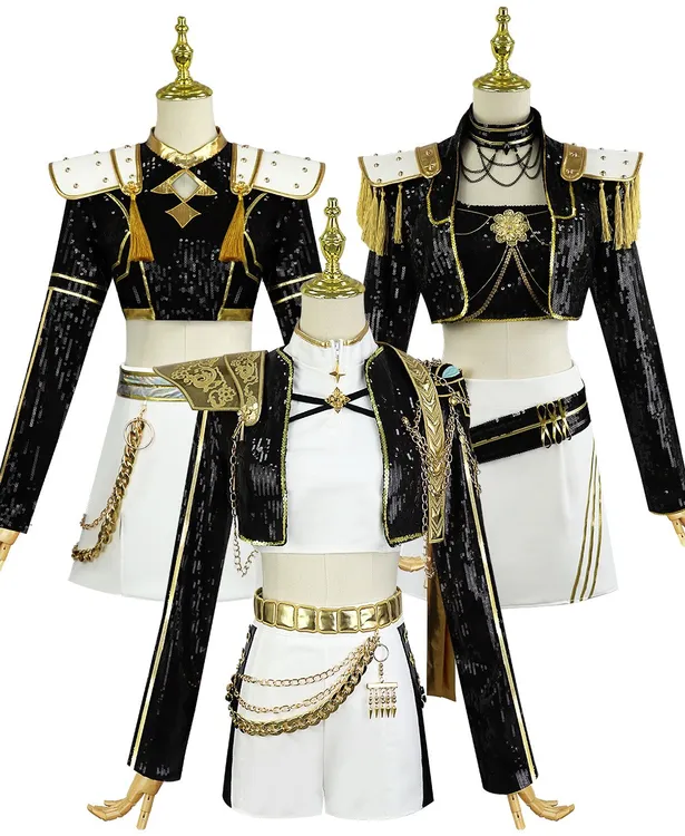 Kpop猎魔女团 鲁米Rumi佐伊Zoey米拉Mila cosplay黑金打歌服套装