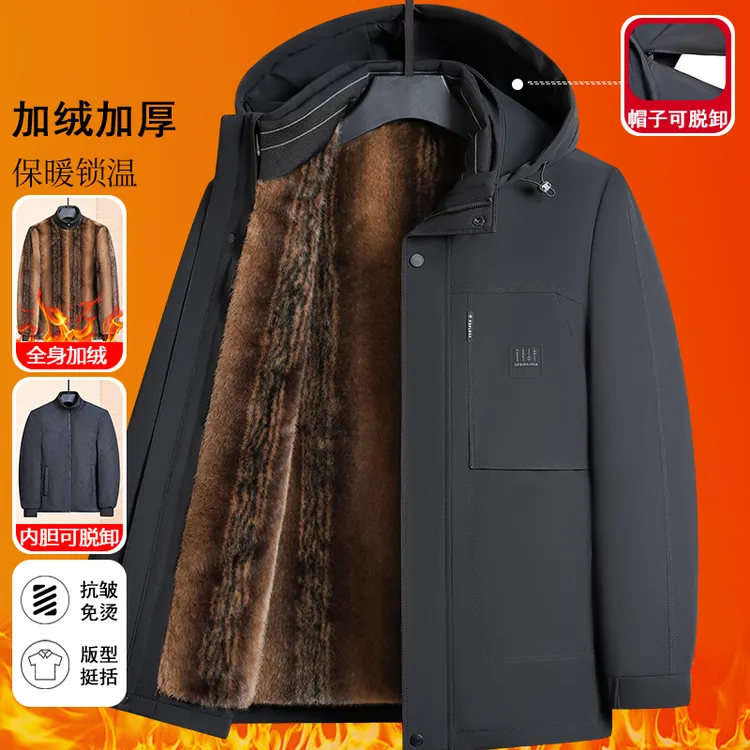 2025新款加绒加厚棉衣中老年人男士棉袄爸爸冬装外套中年冬季棉服