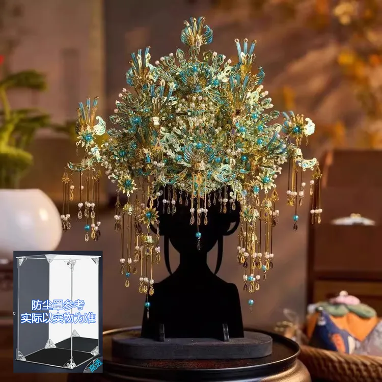 拼酷新款九霄青羽冠金属全套3D立体模型桌上摆件凤冠立体拼装