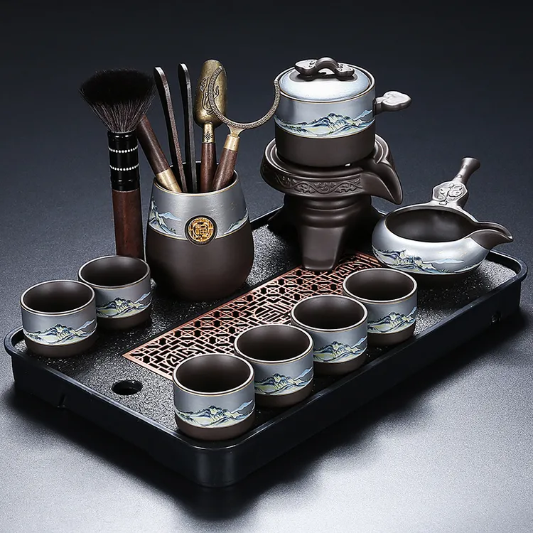 中式紫砂自动茶具套装懒人石墨泡茶神器家用办公高档泡壶茶杯茶盘