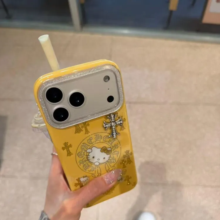 可爱闪粉立体十字架猫咪适用于苹果17ProMax手机壳保护套16pro/15