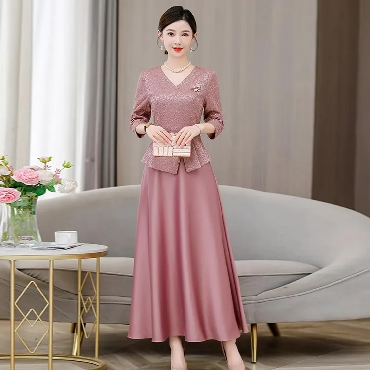 高贵喜婆婆婚宴装年轻款结婚妈妈礼服平时可穿参加婚礼连衣裙秋季