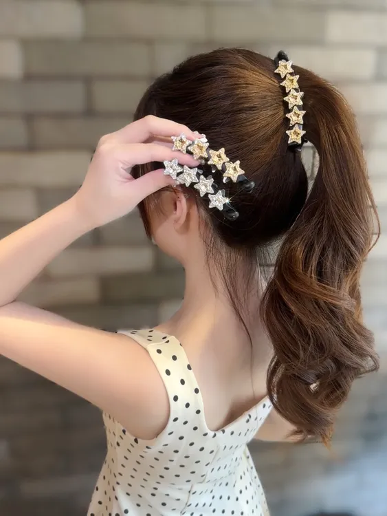 春夏星星香蕉夹原创头饰发饰百搭马尾发夹竖式扭夹发卡洋气防滑夹