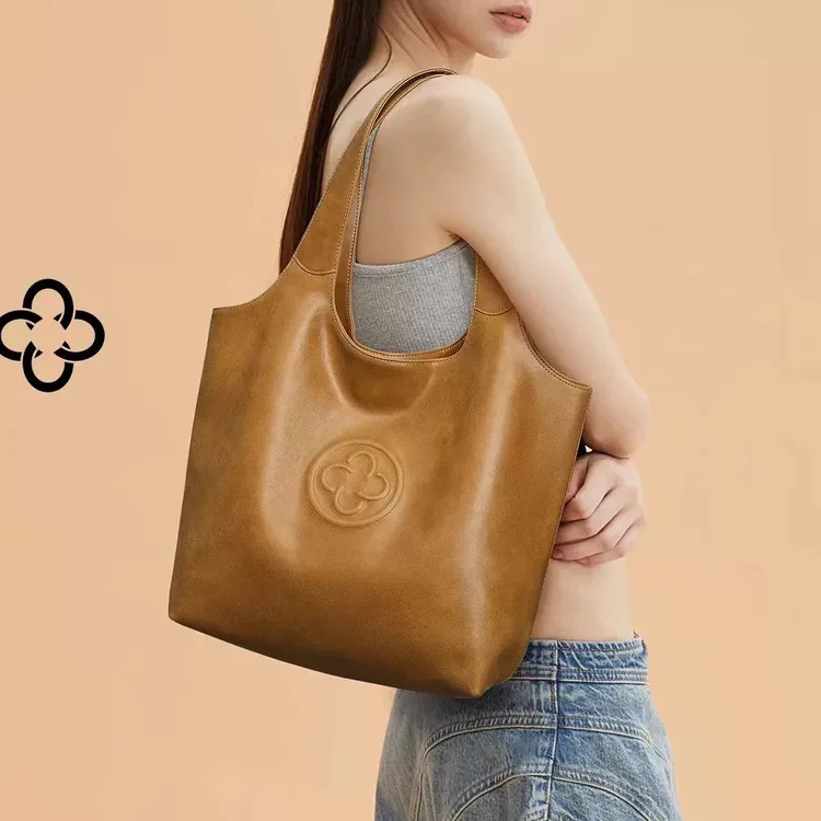 【意大利进口牛皮】卡思乐马甲包托特包女复古大容量单肩腋下包包包