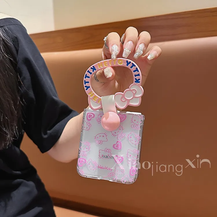 适用小米mixflip折叠手机壳指环扣oppo网红透明KT三星荣耀女潮流