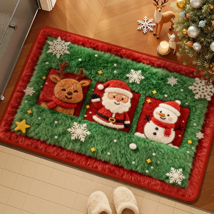 欧派圣诞风入户门地垫仿亚麻耐脏耐磨进门垫防滑脚垫可裁剪地毯子
