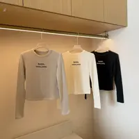 【豆子推荐】99010 冬季加绒字母设计感长袖打底显瘦圆领内搭上衣