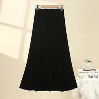 秋季新款修身显瘦金丝绒裙美女姐姐气质服装流光中长款半身裙