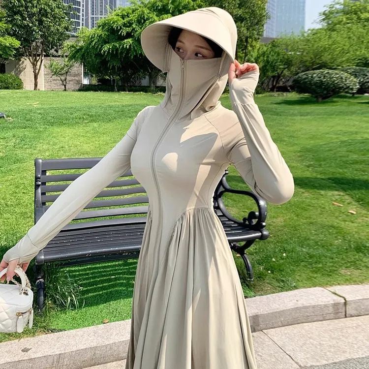 大码夏季防晒衣女2024长款新款轻薄透气全身紫外线中长款修身外套