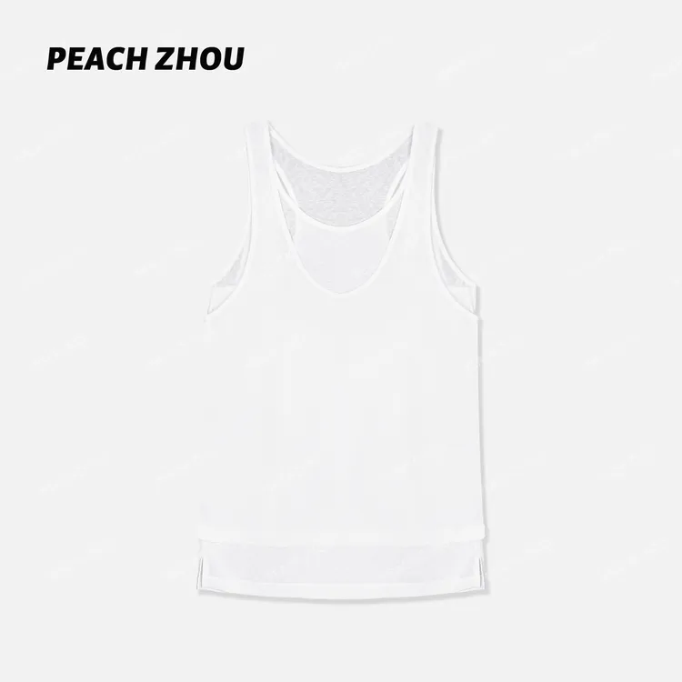 『PEACHZHOU』莱赛尔索罗娜宽松针织U领背心松驰休闲叠穿无袖上衣