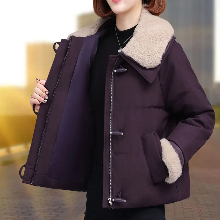 6270棉衣棉服女冬季翻领短款袄子2025新款大码女装冬装小个子外套