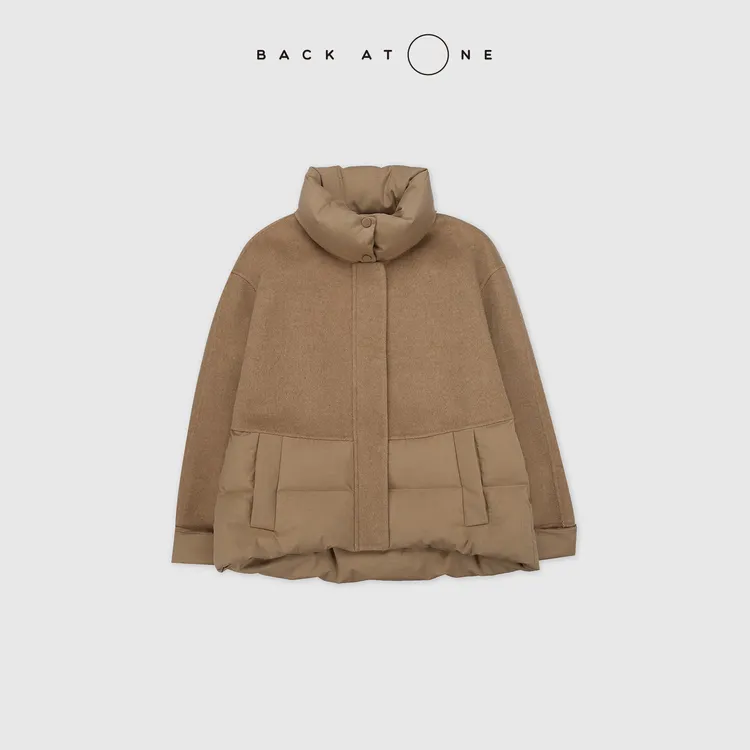 BACKATONE“臻融暖意” 高支美丽诺羊毛拼接鹅绒外套 BFF-1BC475K-K