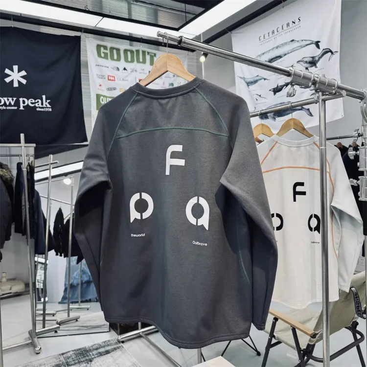 国潮哈苏线套头圆领运动卫衣山系户外休闲保暖抓绒内搭打底衫男女