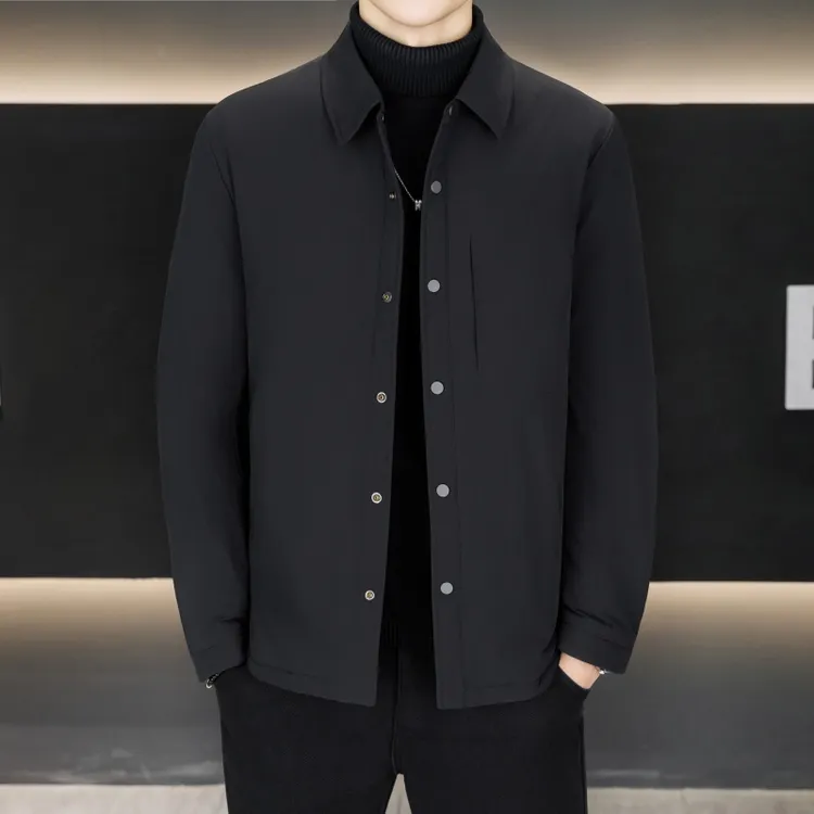 冬季高端男士翻领行政羽绒服男装中年商务休闲三防轻薄保暖外套