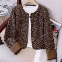 女短外套流光风豹纹小香风外套开衫时尚短款豹纹复古