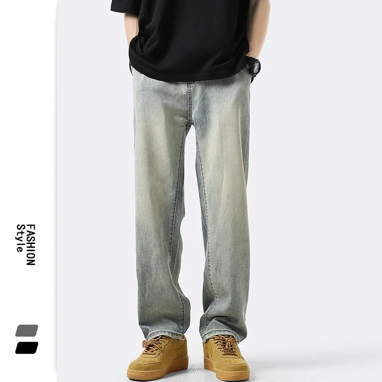 美式复古cleanfit黄泥染男款夏季男士amiri牛仔裤