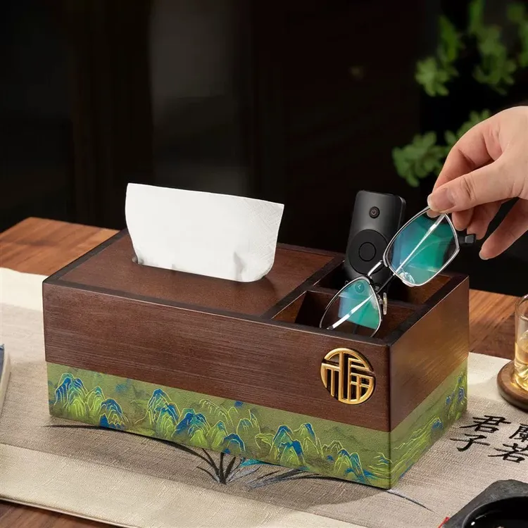新中式客厅桌面纸巾盒家用抽取式卫生纸高级感收纳盒创意装饰高