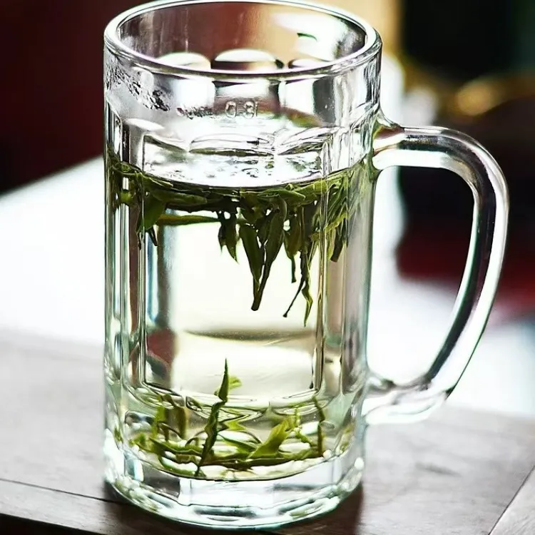 【6只装】家用透明简约风常规手柄款耐热酒杯泡茶杯扎啤杯茶水杯