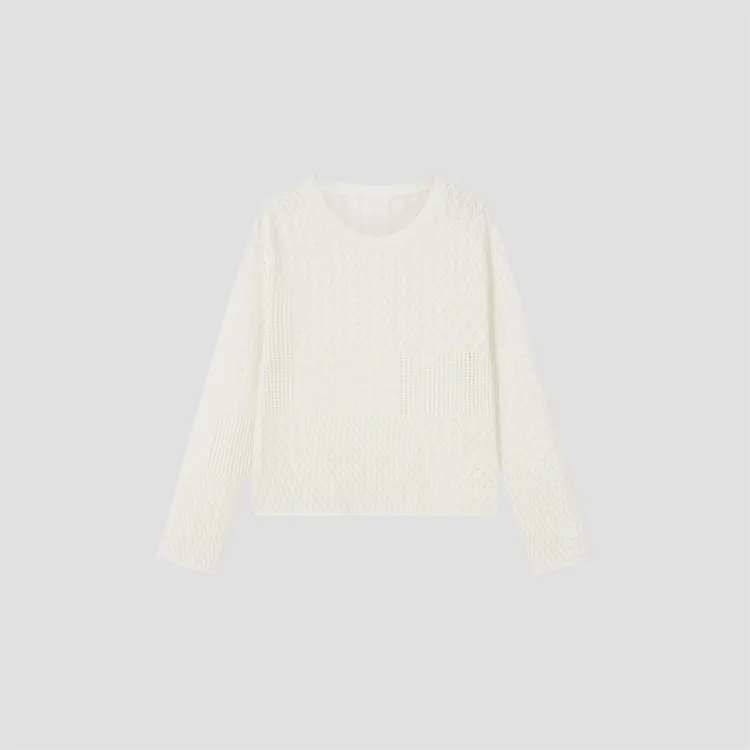 【小禾】”柔雾“日本进口超细和纸纱挑洞设计感色块镂空罩衫25SS101