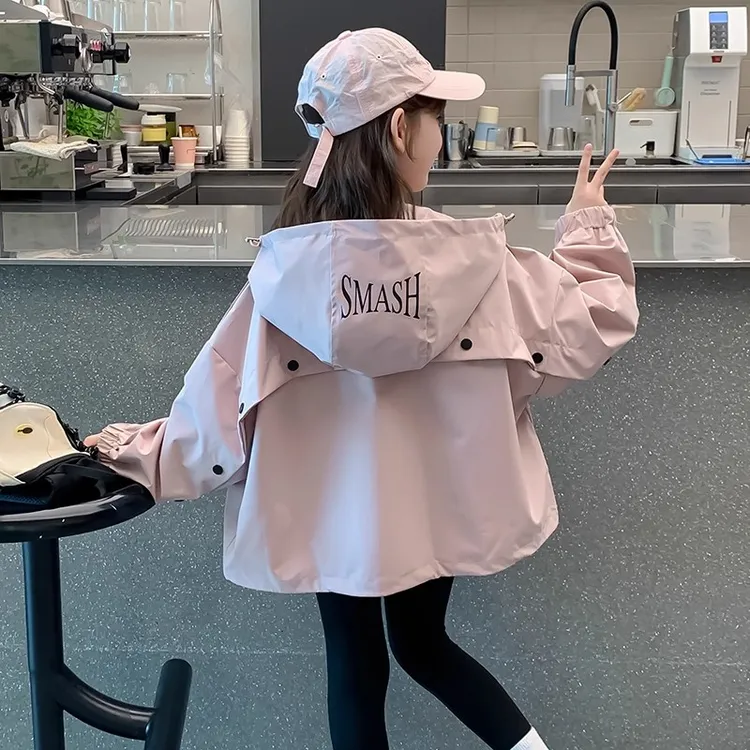女童外套春秋装2025新款洋气女孩时髦大童秋季连帽上衣夹克儿童装