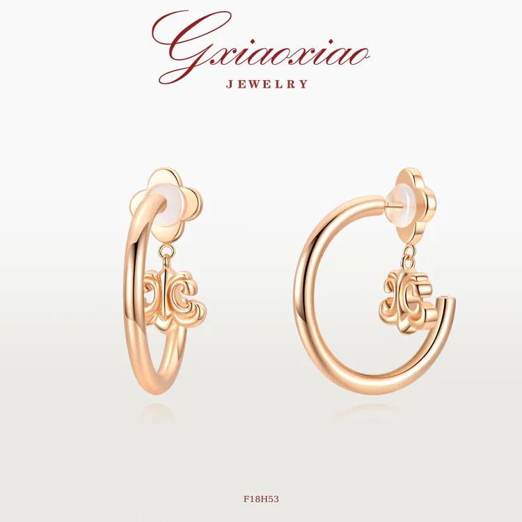 G XIAOXIAO 镀K金 时尚气质高级百搭个性C圈鸢尾花耳环 F18H53