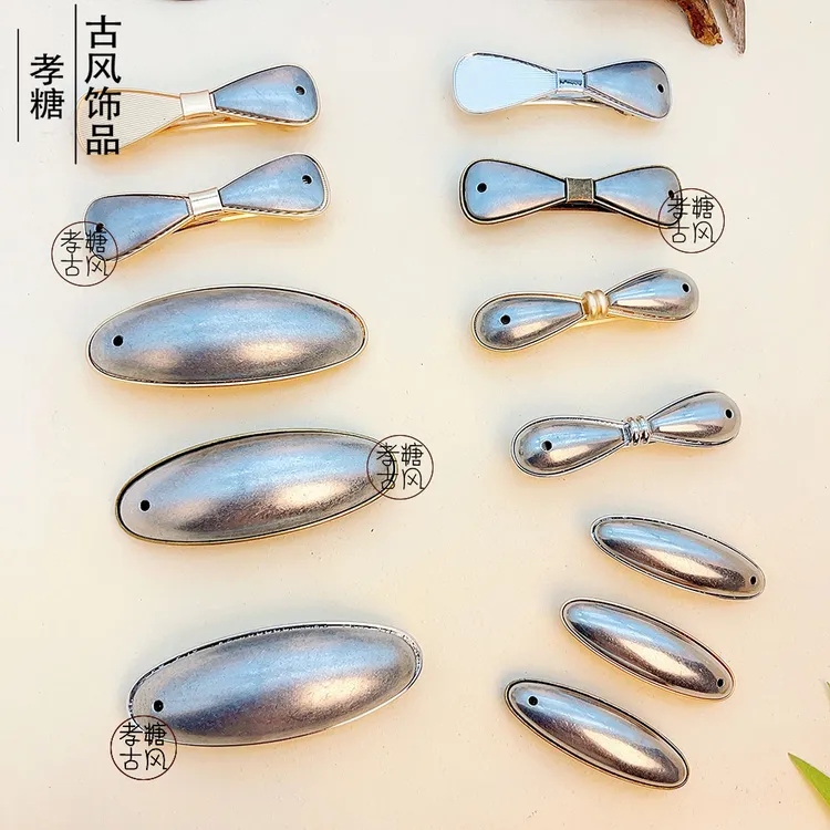 宋锦手工diy底托发卡弹簧夹掐丝点翠宋锦贴皮盘发金属发夹底胚