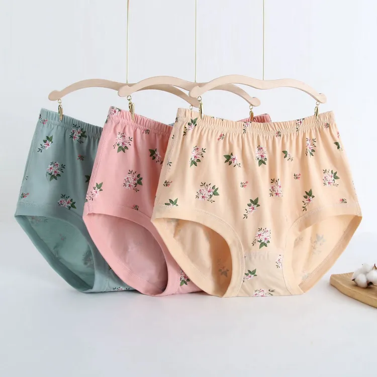 妈妈内裤女士纯棉中老年人高腰全棉抗菌裆加肥加大奶奶三角短裤头