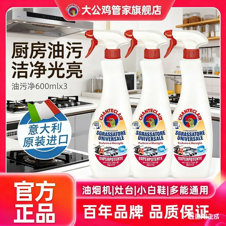 大公鸡厨房重油去污除油白衣服去油刷鞋神器多功能家用清洁剂好用