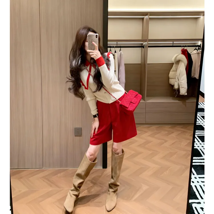 【现货】Leathercat套装女小香风绝美上衣短裤韩系独特漂亮一整套