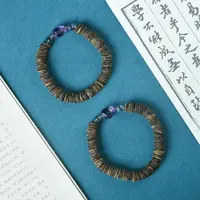 沉香越南芽庄白奇楠沉香沉水片片珠紫水晶棱珠手链（多样性发其一）