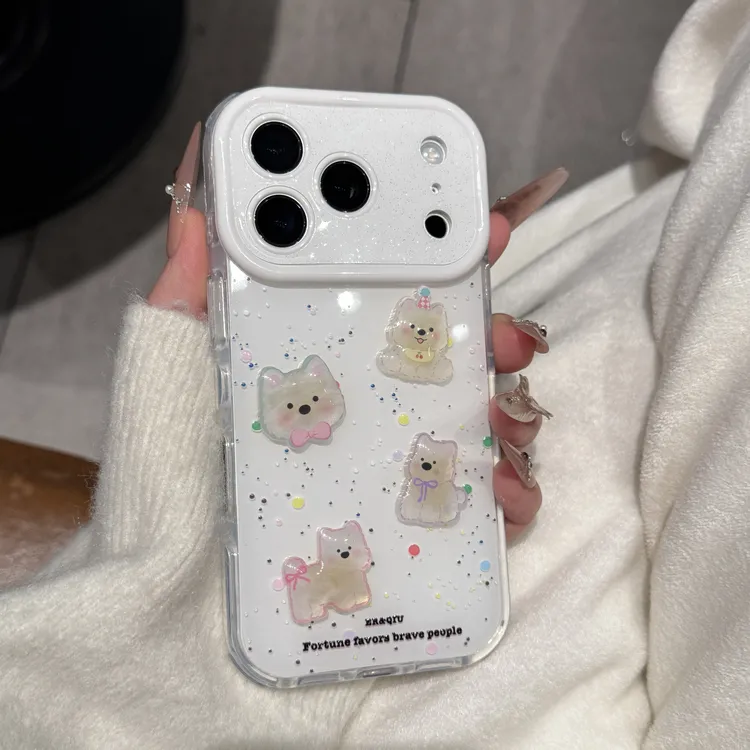 高颜值波点西高地适用苹果17promax手机壳iPhone16可爱15卡通14女