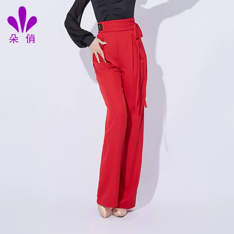 朵俏拉丁舞服直筒裤女舞蹈服专业表演服长裤新款练功服高级感舞裤