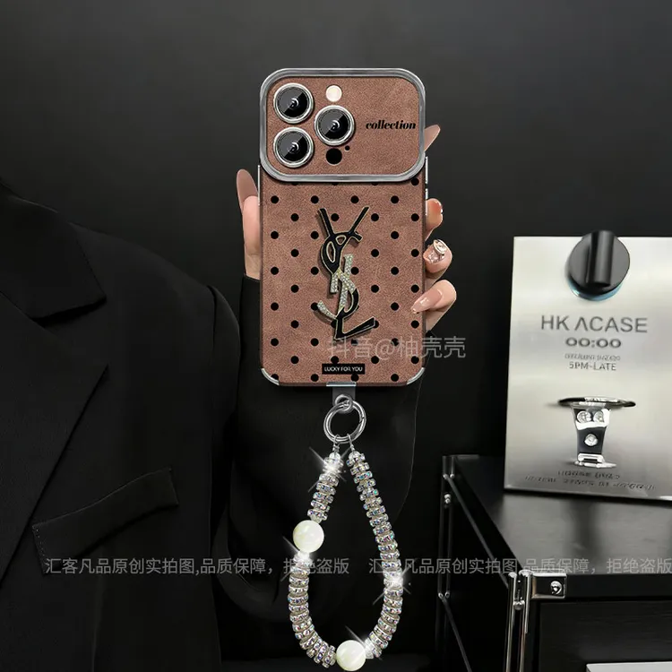 适用【苹果/oppo/华为/vivo/小米】电镀大视窗小羊皮潮牌英文手机壳