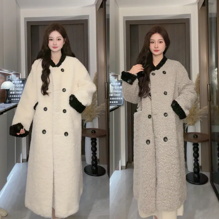 秋冬新款千金风设计款保暖长款毛毛外套气质小香风韩版大衣冬季