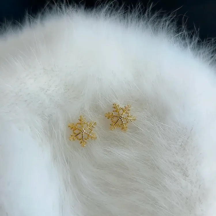铜合金耳饰 小清新迷你雪花星星耳钉