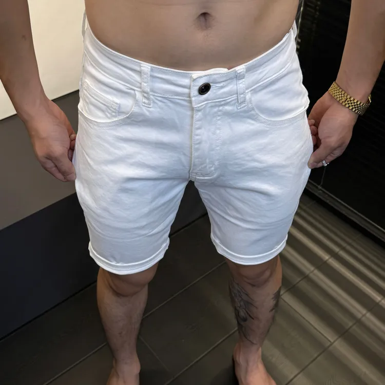 牛仔短裤潮流薄款夏季男士黑白卡其色百搭五分短裤休闲常规款弹力