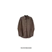 The pattern room | 感性条纹筋骨棉撞色摩卡衬衫