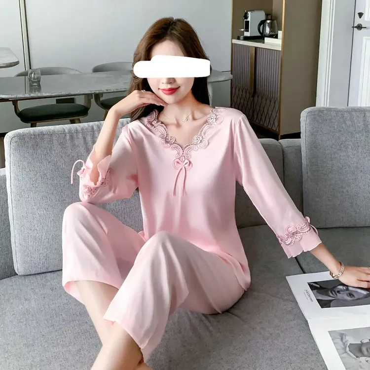 【新升级冰雪丝】薄款女春夏睡衣家居服套装 宽松大码休闲可外穿