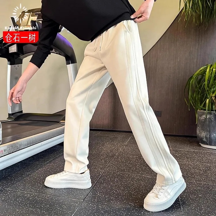 仓石一树宽松直筒运动卫裤男士2025秋冬新款潮流简约百搭休闲长裤