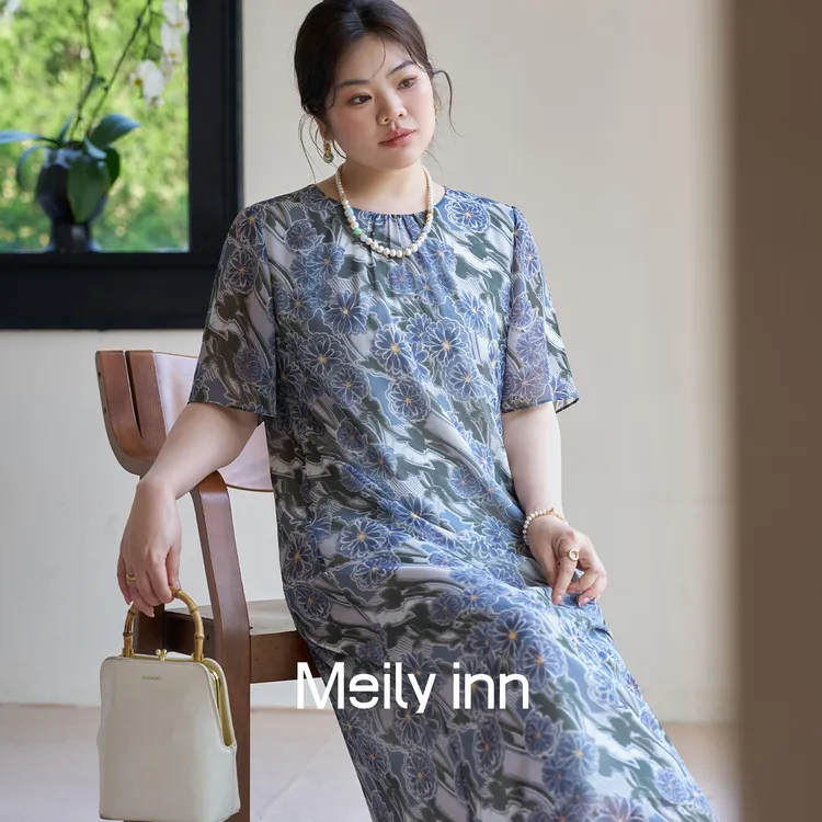 美丽客栈原创高端大码女装胖mm200斤加肥加大新款印花短袖连衣裙