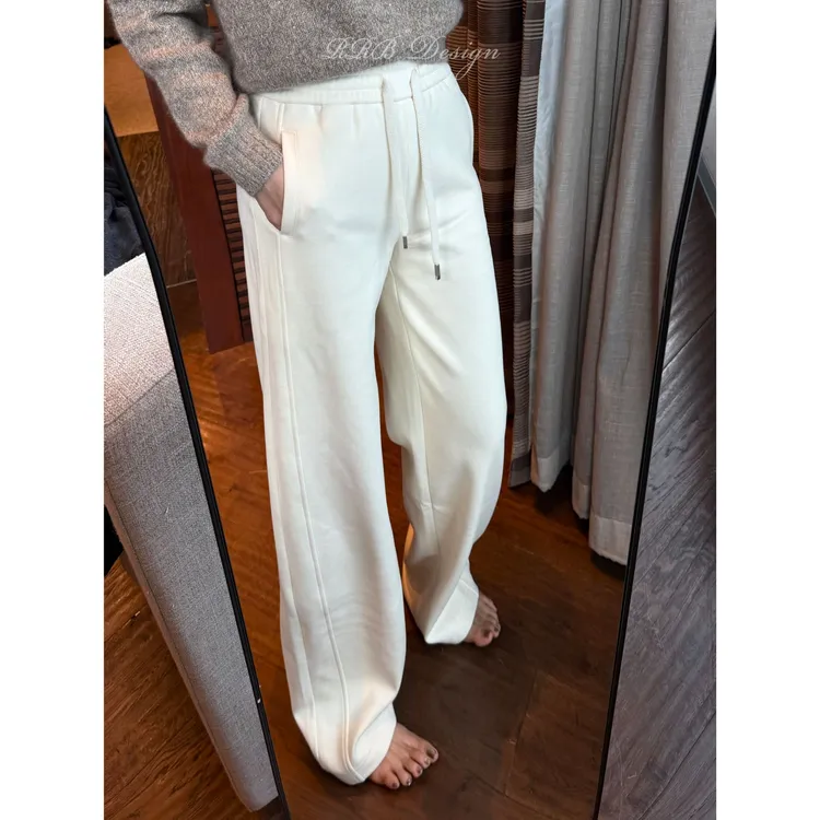 RRB Design「黑科技织绒裤」宽松显瘦松紧腰系带直筒裤厚实休闲裤